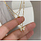 Butterfly Alloy Crystal Rhinestone Pendant Double Layer Necklaces for Women, Golden, 18.70 inch(47.5cm)
