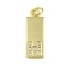 Brass Micro Pave Clear Cubic Zirconia Pendants, Real 18K Gold Plated, Rectangle, Letter H, 23.5x7.5x2mm, Hole: 3mm