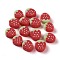 Handmade Polymer Clay Beads, Strawberry, Red, 10~11x8~10x4.5mm, Hole: 1.6mm