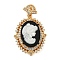 Brass Micro Pave Clear Cubic Zirconia Pendants, with Shell, Oval with Girl, Real 18K Gold Plated, 35.5x22x10mm, Clasp:9x9.5x4mm.