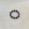 201 Stainless Steel with Natural Sodalite Round Beaded Stretch Finger Rings, Golden, Inner Diameter: 17mm