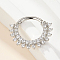 925 Silver Double Row Crystal Rhinestone Cartilage Earrings, Hoop Nose Rings, Silver, 15x13mm, Inner Diameter: 8mm