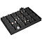 24-Slot Wood Covered with Cloth Pendant Organizer Displays Tray, Rectangle, Black, 35.2x24.4x3.1cm