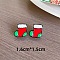 Christmas Theme Resin Stud Earrings, with Brass Earring Findings, Red, Stockings, 16x15mm