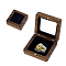 Wooden Badge Storage Boxes with Visible Window Hinged Lid and Black Sponge Inside, Weak Magnetic, Square, Saddle Brown, 6.8x6.8x2.6cm