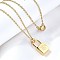 304 Stainless Steel Rolo Chain Pendant Necklaces, Padlock Necklaces for Women Men, Locks with Letter, Letter G, 17.64 inch(44.8cm)