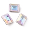 Glass Rhinestone Cabochons, Flat Back & Back Plated, Faceted, Rectangle, Vitrail Light, 8x6x3.7mm