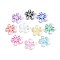 Flower Theme Printed Transparent Resin Cabochons, Mixed Color, 9x9x2mm