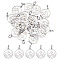 20Pcs 304 Stainless Steel Charms, with Jump Rings, Hollow, Flat Round with Wave Charm, Stainless Steel Color, 13.5x11.5x0.5mm, Hole: 3mm