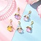 Heart Angel Acrylic Pendant Decorations, with Zinc Alloy Lobster Claw Clasps, Antique Golden & Golden, 38.5mm