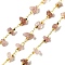 Handmade Natural Strawberry Quartz Chip Beaded Chains, Soldered, with Rack Plating Brass Findings, Long-Lasting Plated, Lead Free & Cadmium Free, with Spool, Real 18K Gold Plated, 3~8x2~4x3~4mm