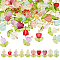 60Pcs 2 Style Handmade Lampwork Pendants, with Iron Finding, Tulip Charm, Mixed Color, 20x13.9~14x6~8mm, Hole: 2~3mm, 30pcs/style