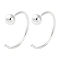 999 Fine Silver Pull Through Earrings, Silver, Round, 12x3mm