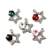 Alloy Pendants, with Rhinestone & Glass, Lead Free & Cadmium Free & Nickel Free, Rack Plating, Star, Mixed Color, Platinum, 18.5x17.5x5mm, Hole: 1.8mm