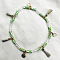 Bohemian Style Alloy Coin Charm Tassel Plastic Seed Beaded Stretch Anklets, Antique Golden, Lime Green, 9-1/2 inch(240mm)