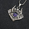 Evil Eye Skull Alloy Pave Glass Pendant 667 Stainless Steel Chain Necklaces for Men, Antique Silver, Medium Purple, 23.62 inch(60cm)