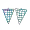 Ion Plating(IP) 304 Stainless Steel Big Pendants, Hollow, Triangle Charm, Rainbow Color, 50.5x35x2.5mm, Hole: 2.4mm