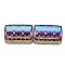 Electroplate Glass Beads, Column with Flower Pattern, Colorful, 11.5~12x8~8.5mm, Hole: 1.2~1.4mm