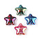 Christmas UV Plating Printed Opaque Acrylic Beads, Star, Mixed Color, 20x22x10.5mm, Hole: 2.8mm