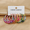 3 Pairs Alloy Acrylic Hoop Earrings, Platinum, Mixed Color, 45mm