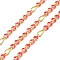Handmade Brass Enamel Oval Link Chains, wiht Spool, Long-Lasting Plated, Soldered, Lead Free & Cadmium Free, Real 18K Gold Plated, Cerise, 4.5~6x2.5~3x0.5~0.6mm