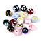Opaque Printed Acrylic Beads, Round, Mixed Color, 10mm, Hole: 2mm