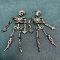 Skeleton Alloy Rhinestone Dangle Stud Earrings, Gunmetal, 100x28mm