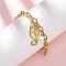 304 Stainless Steel Rhinestone Charm Bracelets, with White Shell & Plastic Ppearl & Cat Eye, Ion Plating(IP), Sea Horse, Real 18K Gold Plated, 6-3/4 inch(17cm)