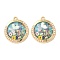 Alloy Resin Pendants, Flat Round with Butterfly, with ABS Plastic Imitation Pearl, Light Gold, Cadmium Free & Nickel Free & Lead Free, Rack Plating, Printed, Colorful, 27.5x24.5x3.5mm, Hole: 1.8mm