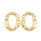 Brass Link Rings, Textured Oval Ring Shape, Rack Plating, Long-Lasting Plated, Lead Free & Cadmium Free, Real 18K Gold Plated, 15.5x11.5x3mm, inner size: 11x5.5mm