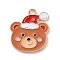 Alloy Enamel Pendants, Christmas Themes Charms, Golden, Bear, 23x19x1.2mm, Hole: 2mm