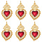 6Pcs Brass Micro Pave Clear Grade AAA Cubic Zirconia Pendants, with Enamel and Jump Ring, Long-Lasting Plated, Cadmium Free & Lead Free, Sacred Heart, Real 18K Gold Plated, 25x16x3mm, Hole: 3mm