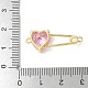 Подвески-булавки в форме сердца из латуни с кубическим цирконием KK-Q031-45G-03-3