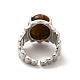 Natural Tiger Eye Oval Open Cuff Ring RJEW-P082-03P-03-4