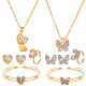 Комплект украшений из стразов в форме сердца-бабочки SJEW-HY0001-14-1