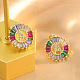 Серьги-гвоздики из латуни с разноцветными кубическими цирконами WG39B88-01-2