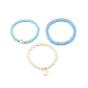 3 braccialetti elastici da surfista in argilla polimerica fatti a mano con perle di vetro BJEW-JB08072-02-4