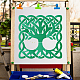 ペットのプラスチック製の描画絵画ステンシルテンプレート  正方形  乳白色  生活模様の木  30x30cm DIY-WH0244-139-5