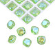 ガラスラインストーンカボション  ネイルアートの装飾の付属品  多面カット  正方形  薄緑  8x8x4.5mm MRMJ-N029-02B-04-2