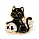 Katze mit Totenkopf-Emaille-Pin JEWB-C011-09-1