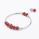 Natural Gemstone Beads Stretch Bracelets with 316 Surgical Stainless Steel Curb Chains BJEW-JB03433-2