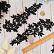 ポリエステル刺繍レースアップリケパッチ  ミシンクラフト装飾  花  ブラック  90x250x1.5mm PATC-WH0005-20G-3