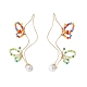 Glass Beaded Butterfly Cuff Earrings with Acrylic Pearl EJEW-JE04828-4