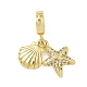 Латунные застежки с микропаве и прозрачным фианитом KK-H076-18G-1