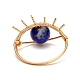 女性のための天然ラピスラズリ リング セット  真鍮のパーツでナザールボンジュウの指輪  usサイズ4 3/4(15.4mm) RJEW-TA00007-07-5