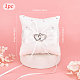 CRASPIRE Ring Cushion Wedding Marriage Couple Ring Holder Ring Bearer Cushion Wedding Ring Pillow White Bow knot Double Hearts Diamonds Wedding Ring Pillow Bearer Holder Pillow with Bow knot DIY-WH0325-48A-2