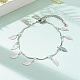 304 inoxydable bracelets de breloque de feuilles d'acier BJEW-JB05958-04-4