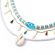 3 pièces 3 style cauris naturel coquille et émail larme pendentif colliers ensemble NJEW-JN04035-4