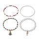 Ensemble de bracelets extensibles en perles de verre et perles de rocaille 4pcs 4 styles BJEW-JB09373-1