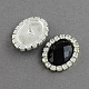 Faceted Oval Brass Acrylic Rhinestone Shank Buttons RB-S020-08-C01-1